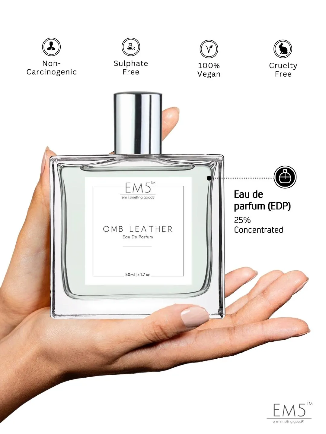 EM5™ Omb Leather Unisex Perfume EDP Spray for Men & Women | Leather Animalic Earthy Fragrance Accords | Luxury Gift for Him / Her | Variants Available: 50 ml Spray / 15 ml Spray