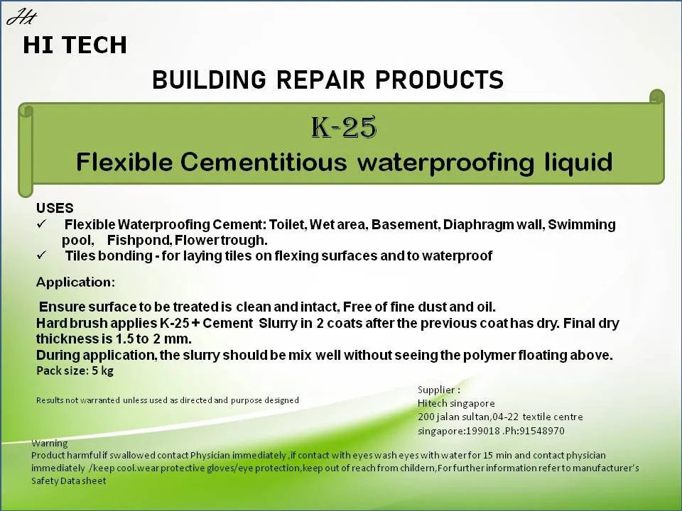 Flexible Cementitious waterproofing liquid -(5 Litres)