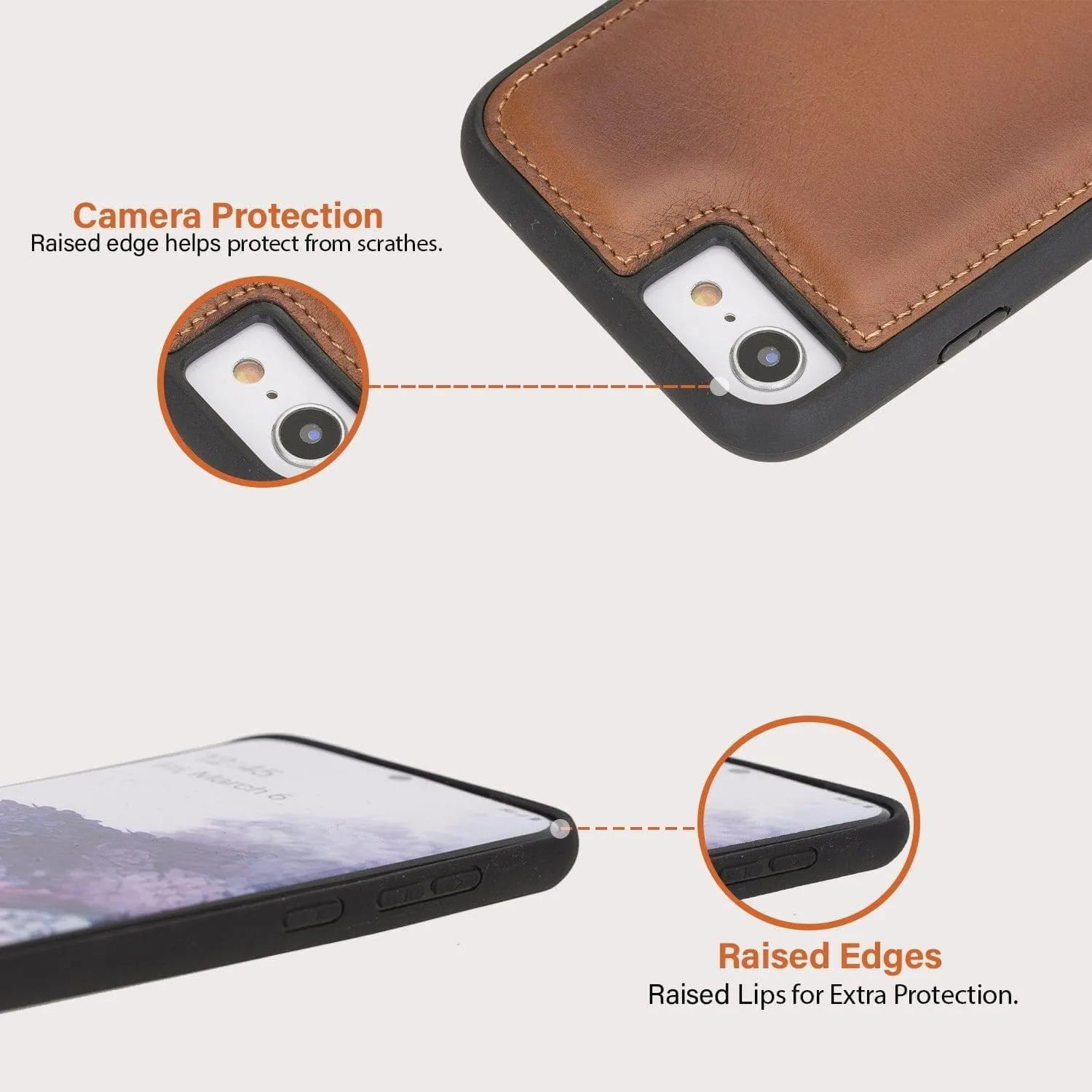 Flexible Genuine Leather Back Cover for Apple iPhone 8 Series