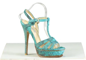 FLOWER Turquoise High Heel Sandals EU 37 UK 4