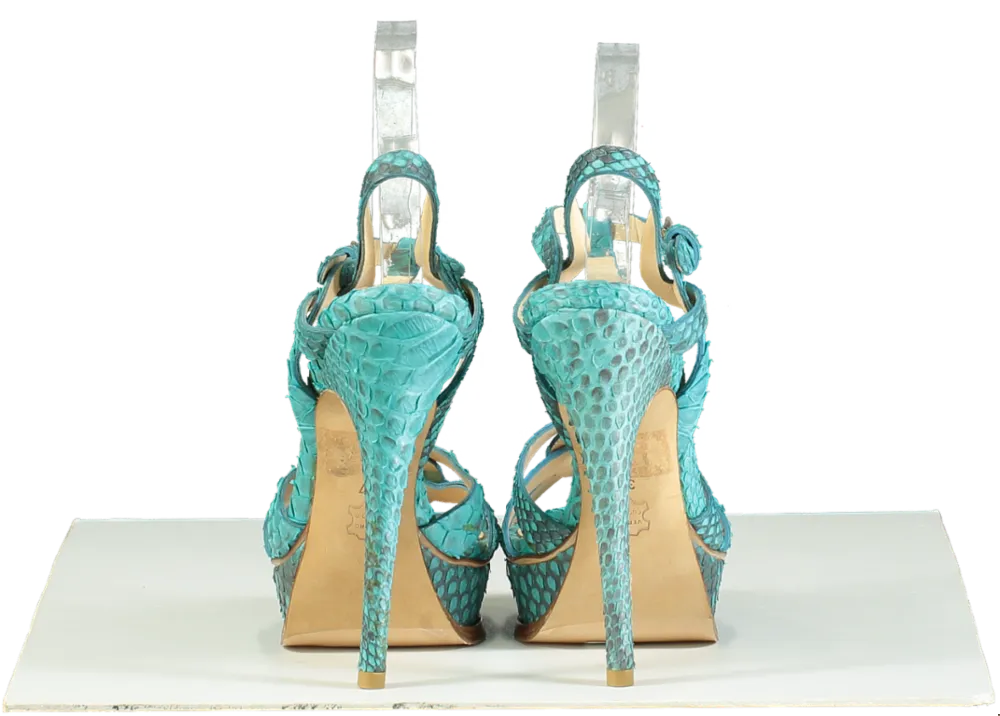 FLOWER Turquoise High Heel Sandals EU 37 UK 4