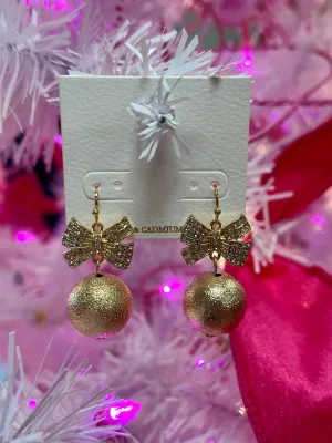 Gold Bow earrings with gold bead! Trendy and stylish