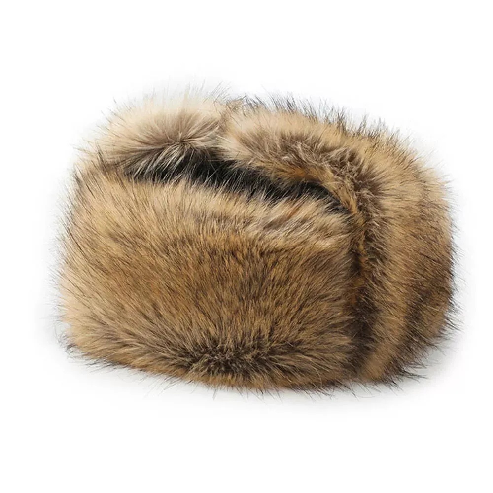Grey Brown Faux Fur Trapper Hat