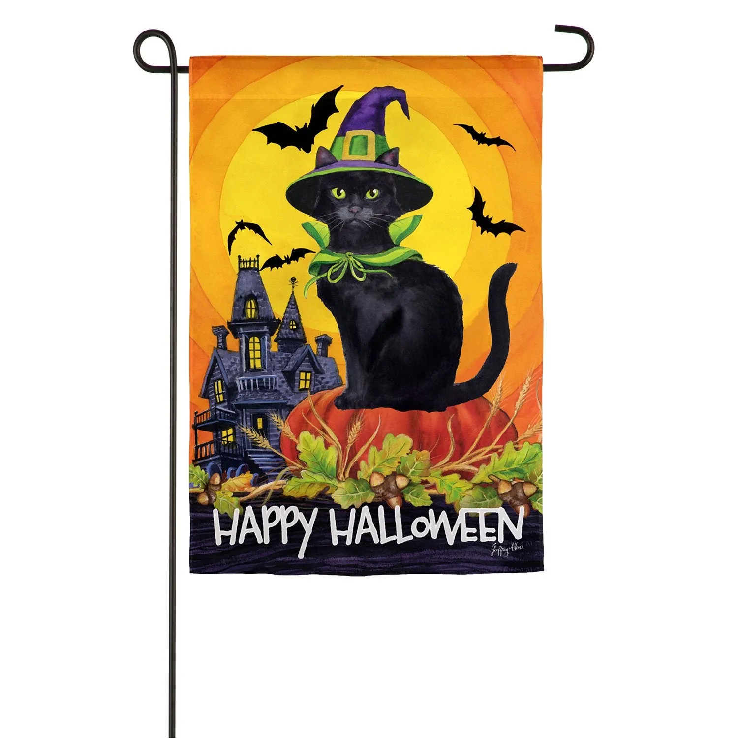 Halloween Black Cat Garden Suede Flag,14s9368