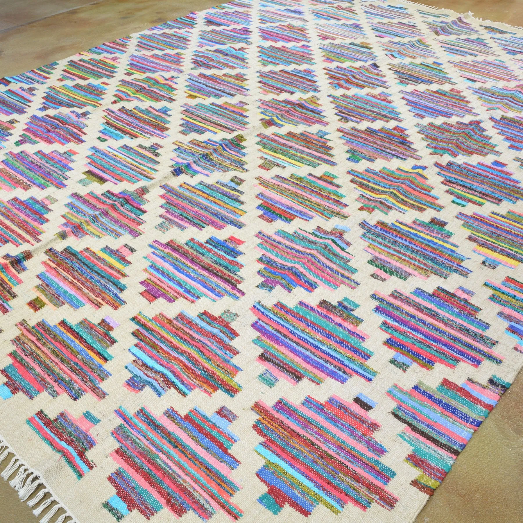 Hand-Woven Modern Oriental Geometric Design Flatweave Rug (Size 8.10 X 11.10) Brrsf-6069
