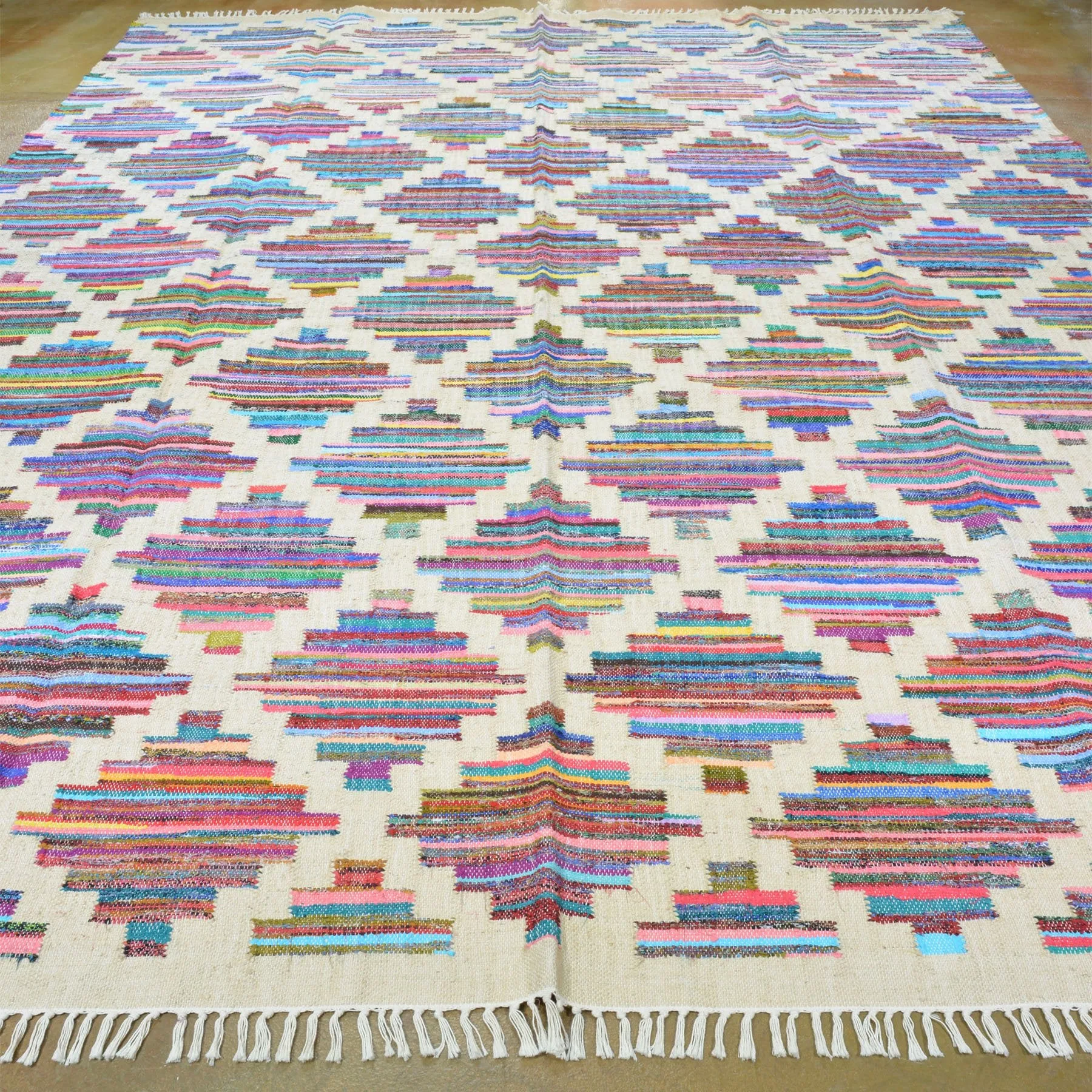Hand-Woven Modern Oriental Geometric Design Flatweave Rug (Size 8.10 X 11.10) Brrsf-6069