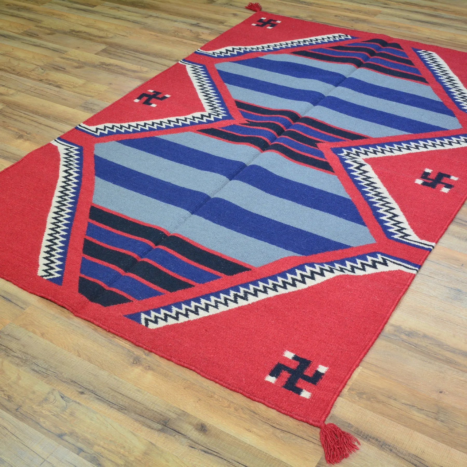 Hand-Woven Reversible SouthWestern Wool Handmade Rug (Size 4.0 X 6.0) Brrsf-498