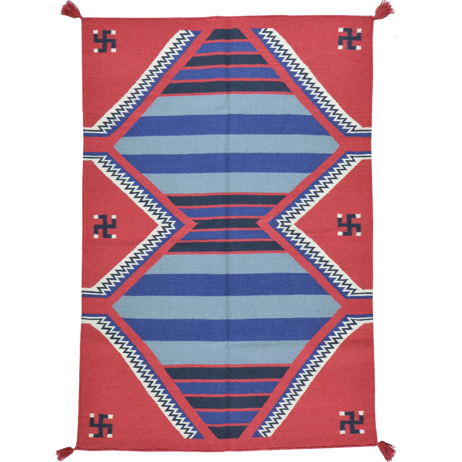 Hand-Woven Reversible SouthWestern Wool Handmade Rug (Size 4.0 X 6.0) Brrsf-498