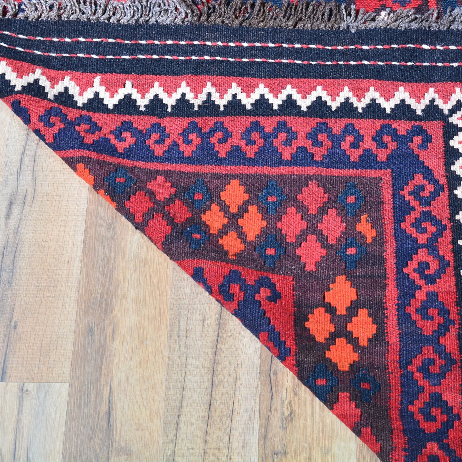 Hand-Woven Tribal Afghan Kilim Reversible Wool Rug (Size 8.3 X 14.6) Cwral-7569