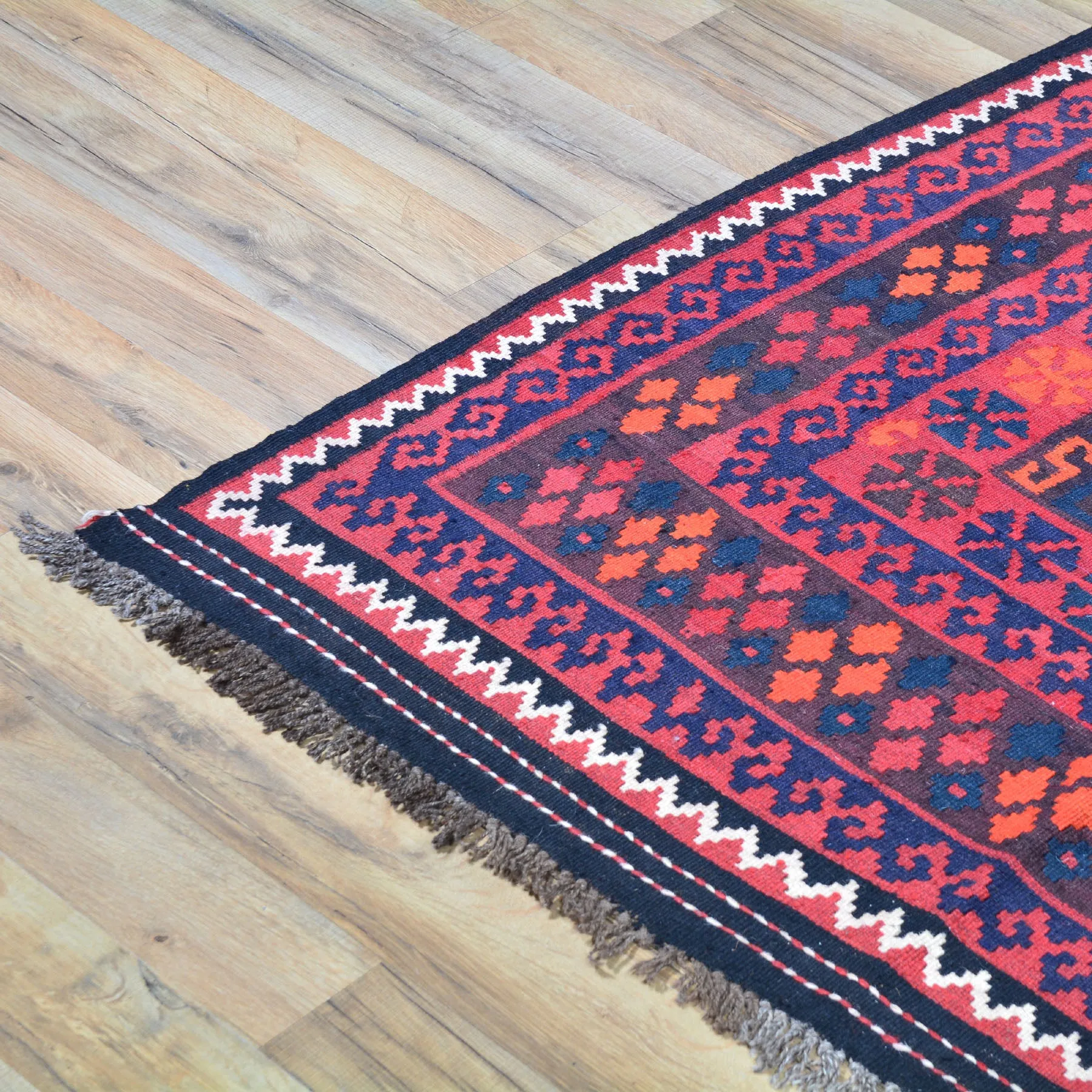 Hand-Woven Tribal Afghan Kilim Reversible Wool Rug (Size 8.3 X 14.6) Cwral-7569