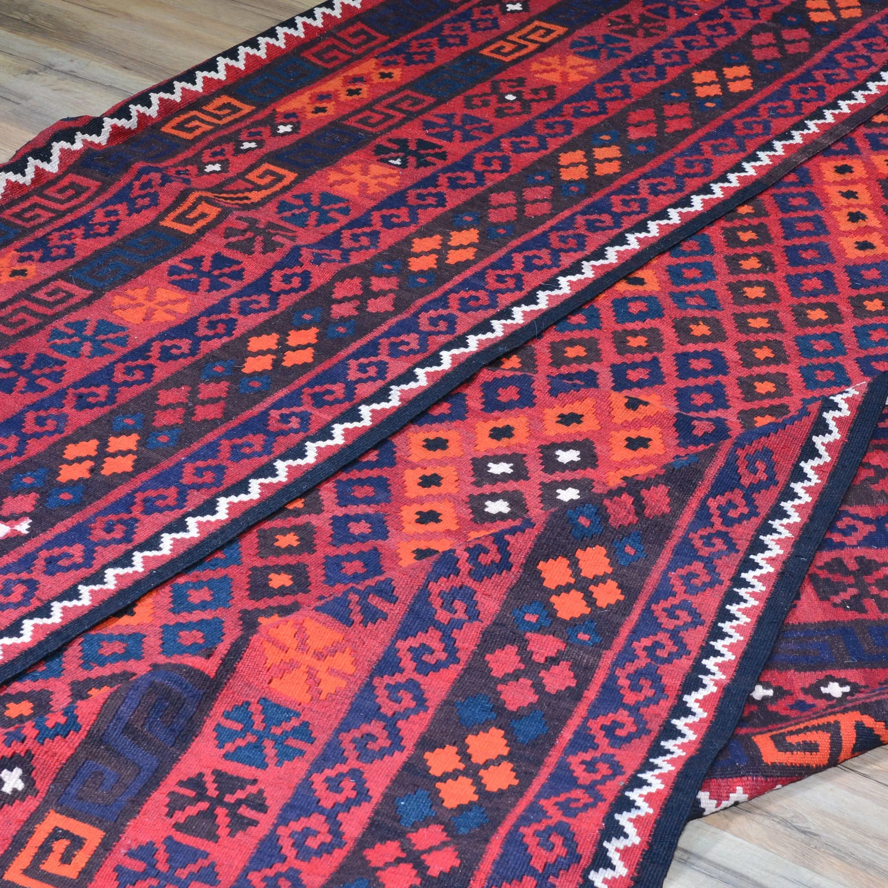 Hand-Woven Tribal Afghan Kilim Reversible Wool Rug (Size 8.3 X 14.6) Cwral-7569