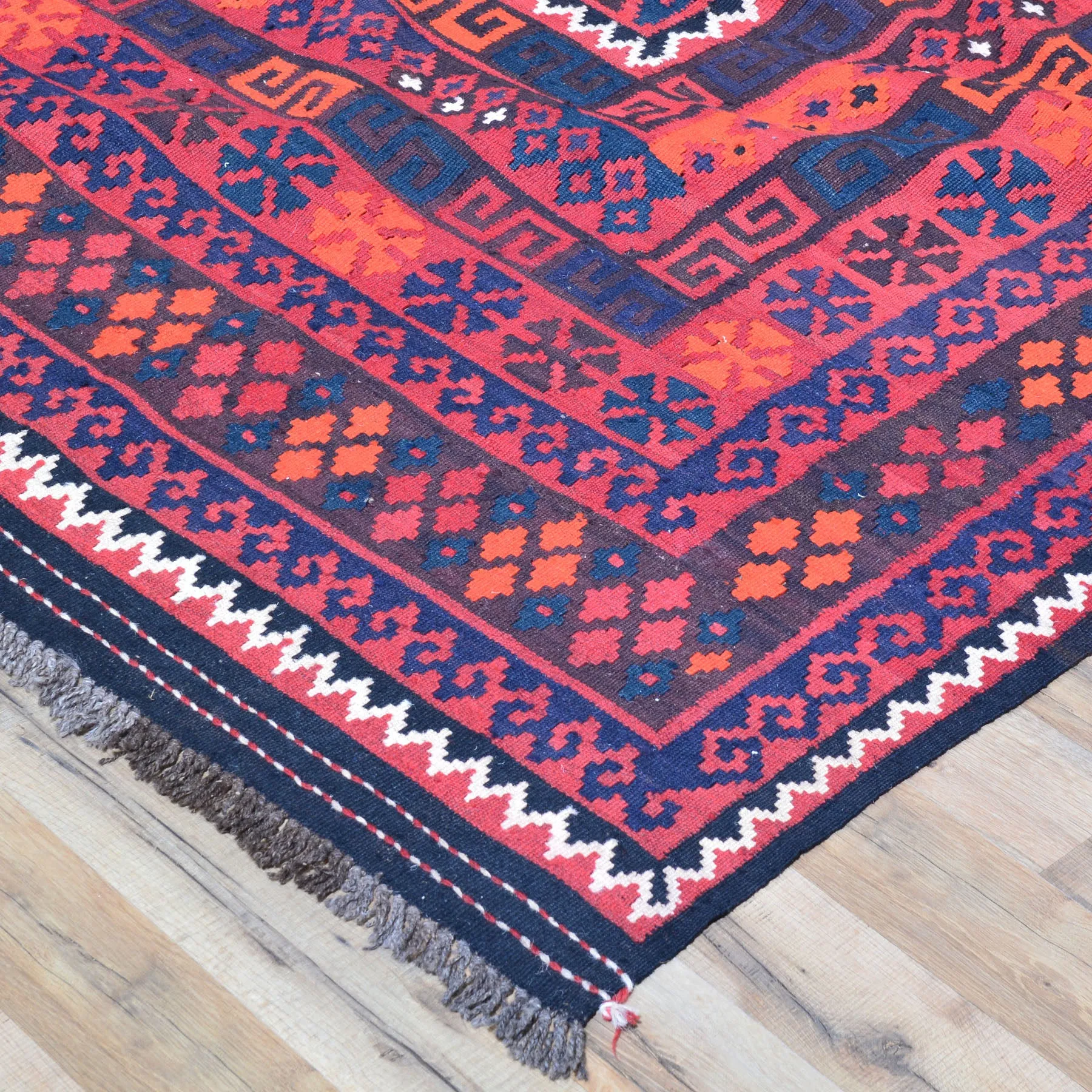 Hand-Woven Tribal Afghan Kilim Reversible Wool Rug (Size 8.3 X 14.6) Cwral-7569