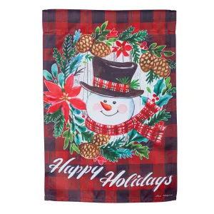 Happy Holiday Snowman  Suede Garden Flag,14s10818