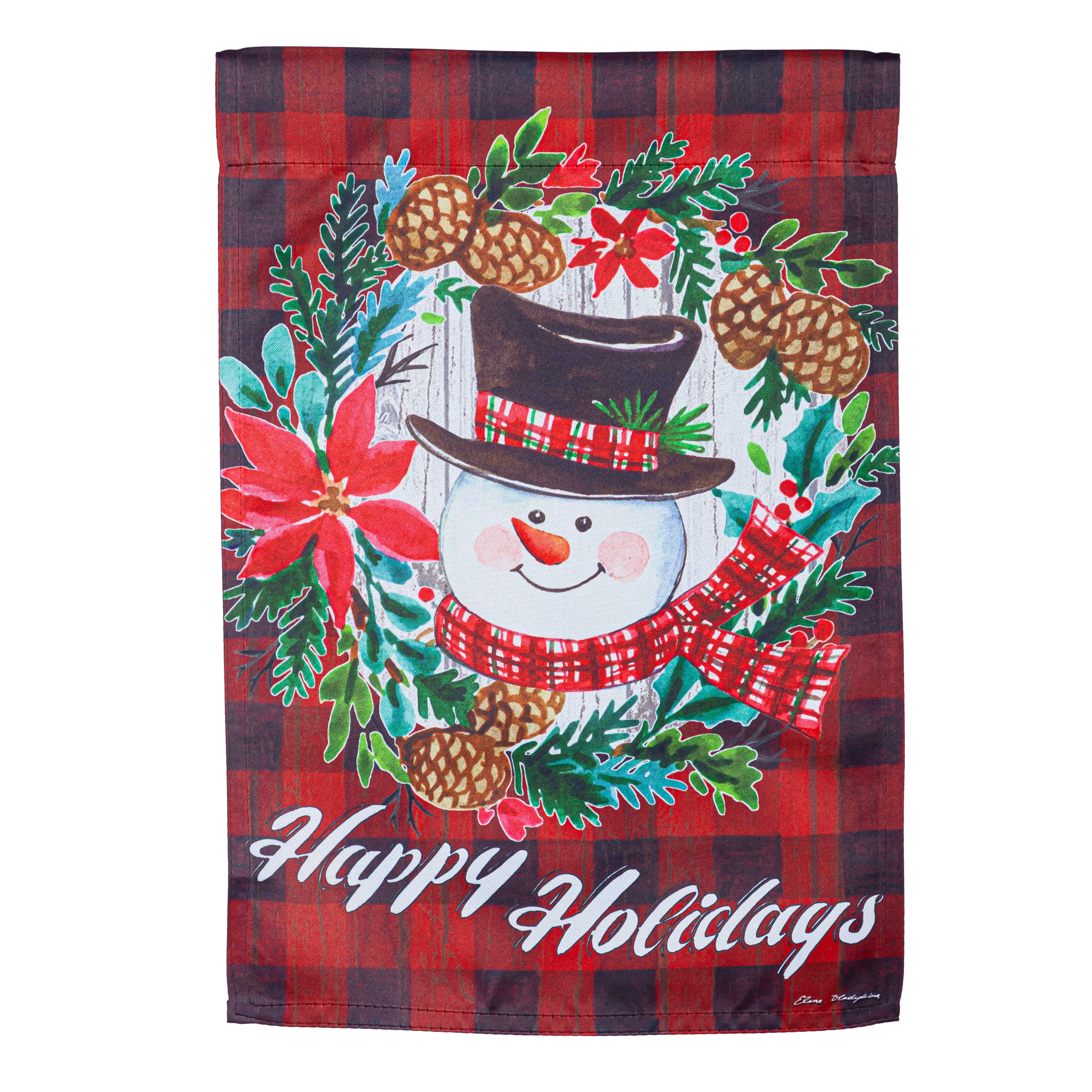 Happy Holiday Snowman  Suede Garden Flag,14s10818