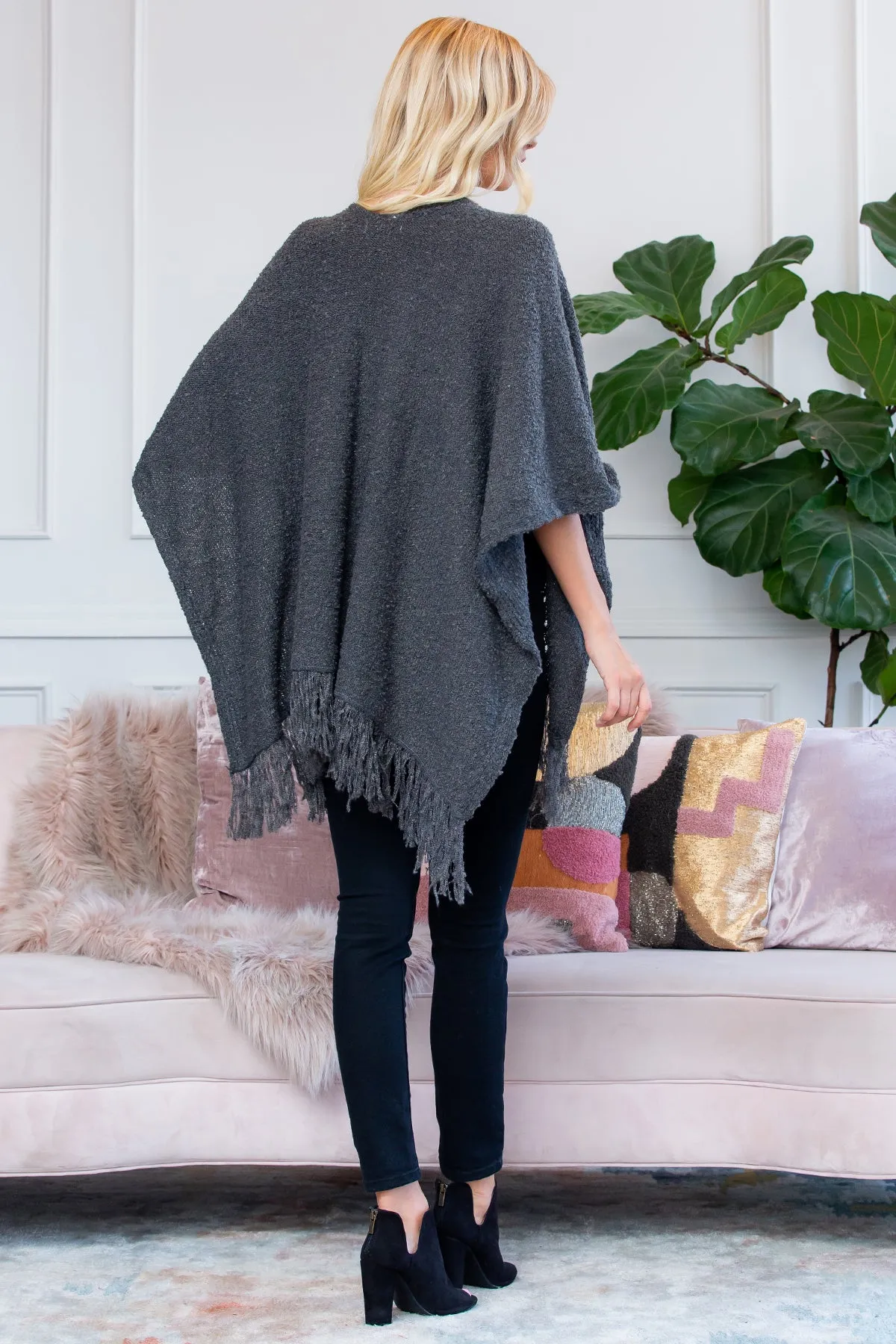 HDF2519GY - GRAY SOFT FRINGE SHAWL