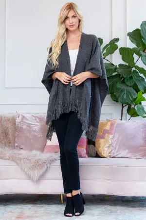 HDF2519GY - GRAY SOFT FRINGE SHAWL