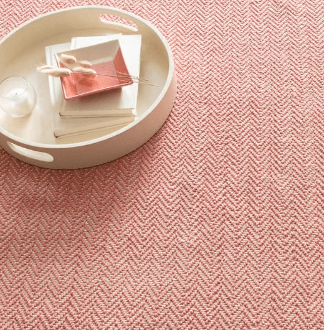 Herringbone Woven Cotton Rug - Coral