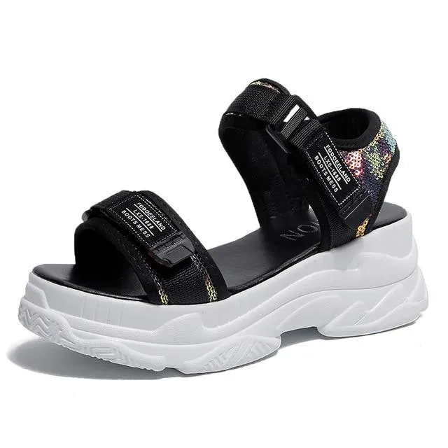 High Heeled Sandals Female  Women Thick Bottom Shoes