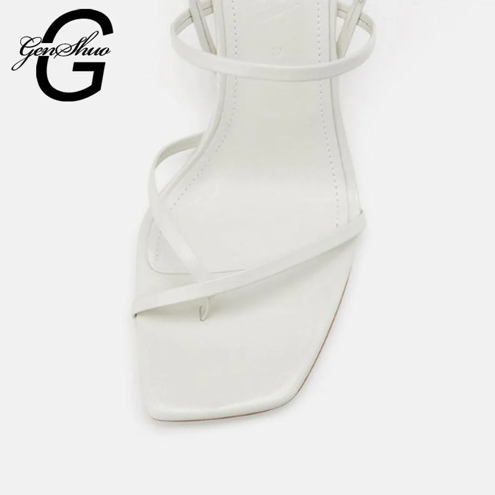 High Heels Sandals For Band High Heel Vintage Square Toe Heel Sandals
