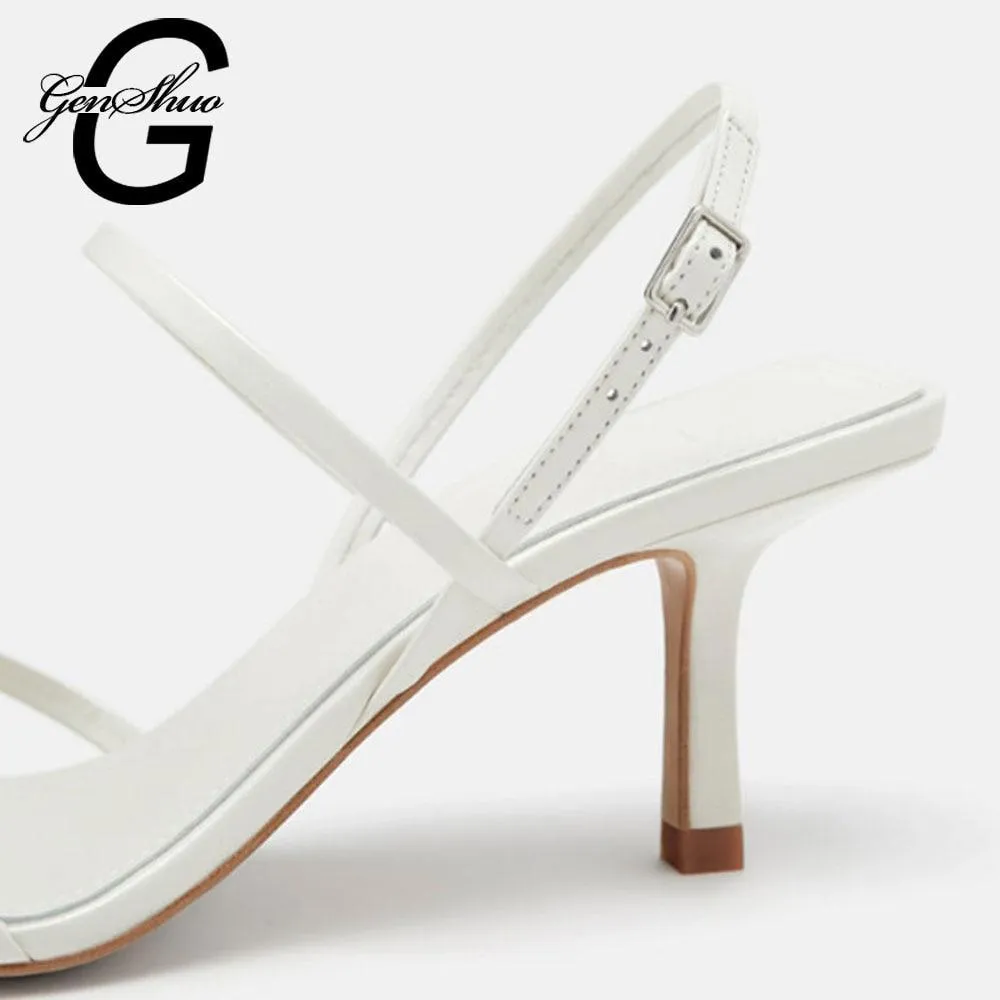 High Heels Sandals For Band High Heel Vintage Square Toe Heel Sandals