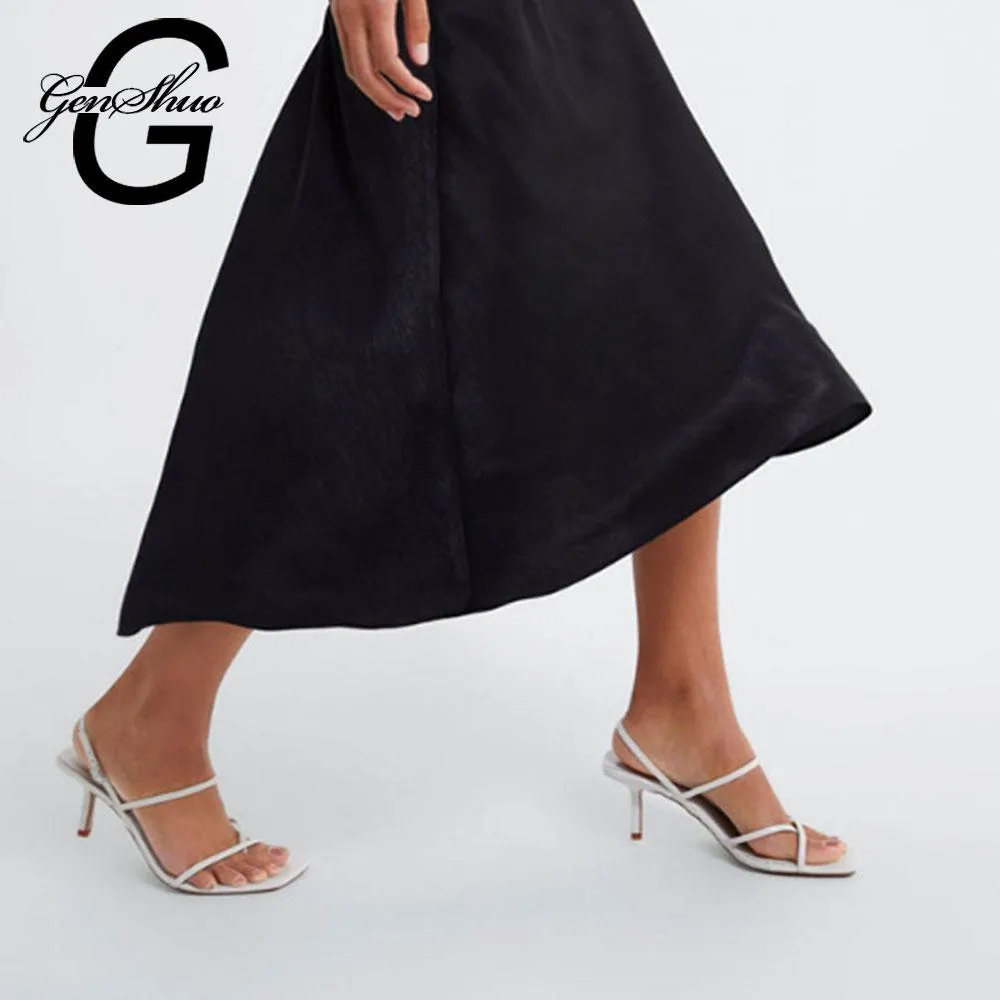 High Heels Sandals For Band High Heel Vintage Square Toe Heel Sandals