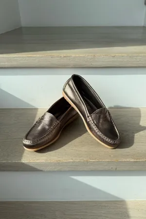 Italian Leather Loafers - Bronze