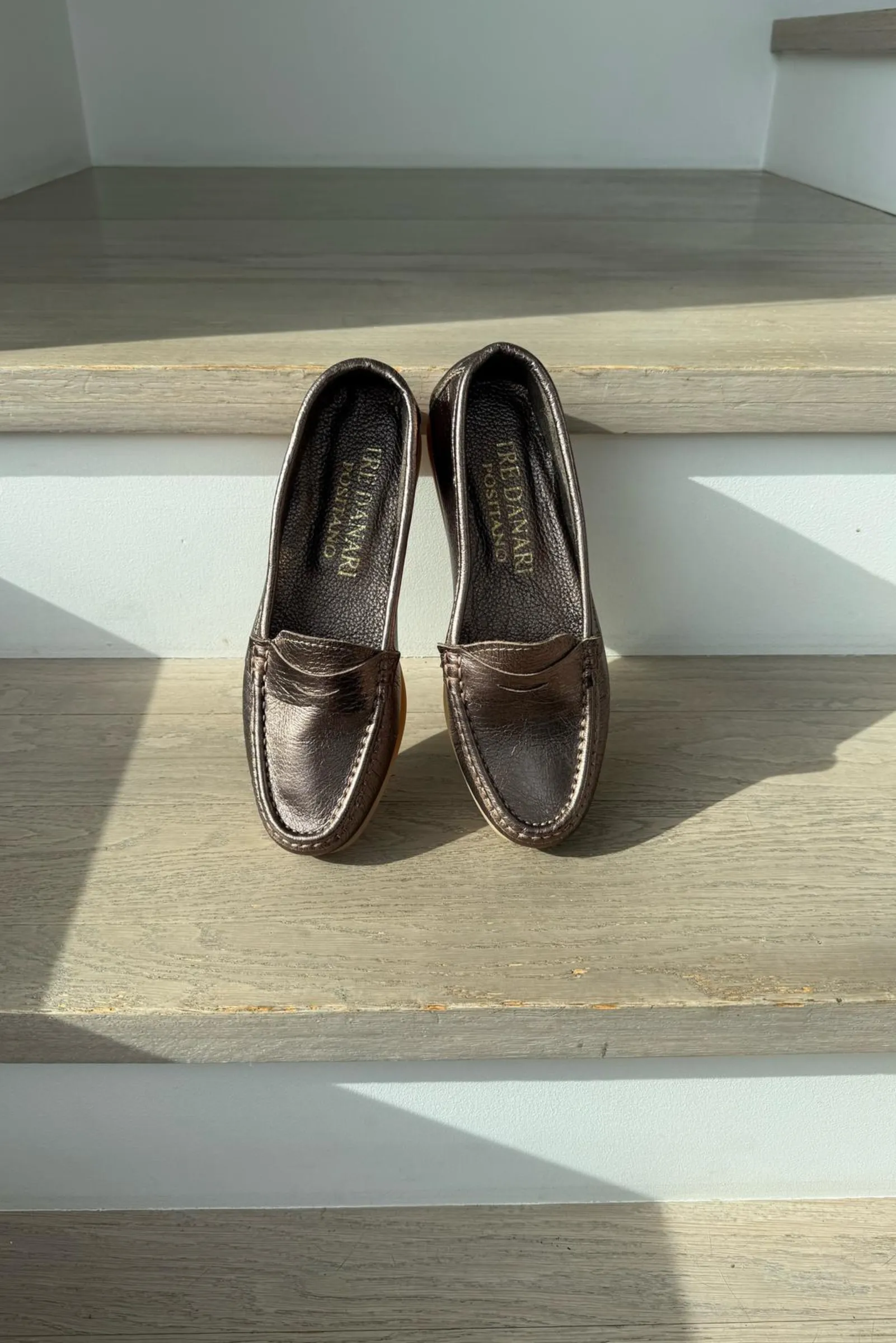 Italian Leather Loafers - Bronze