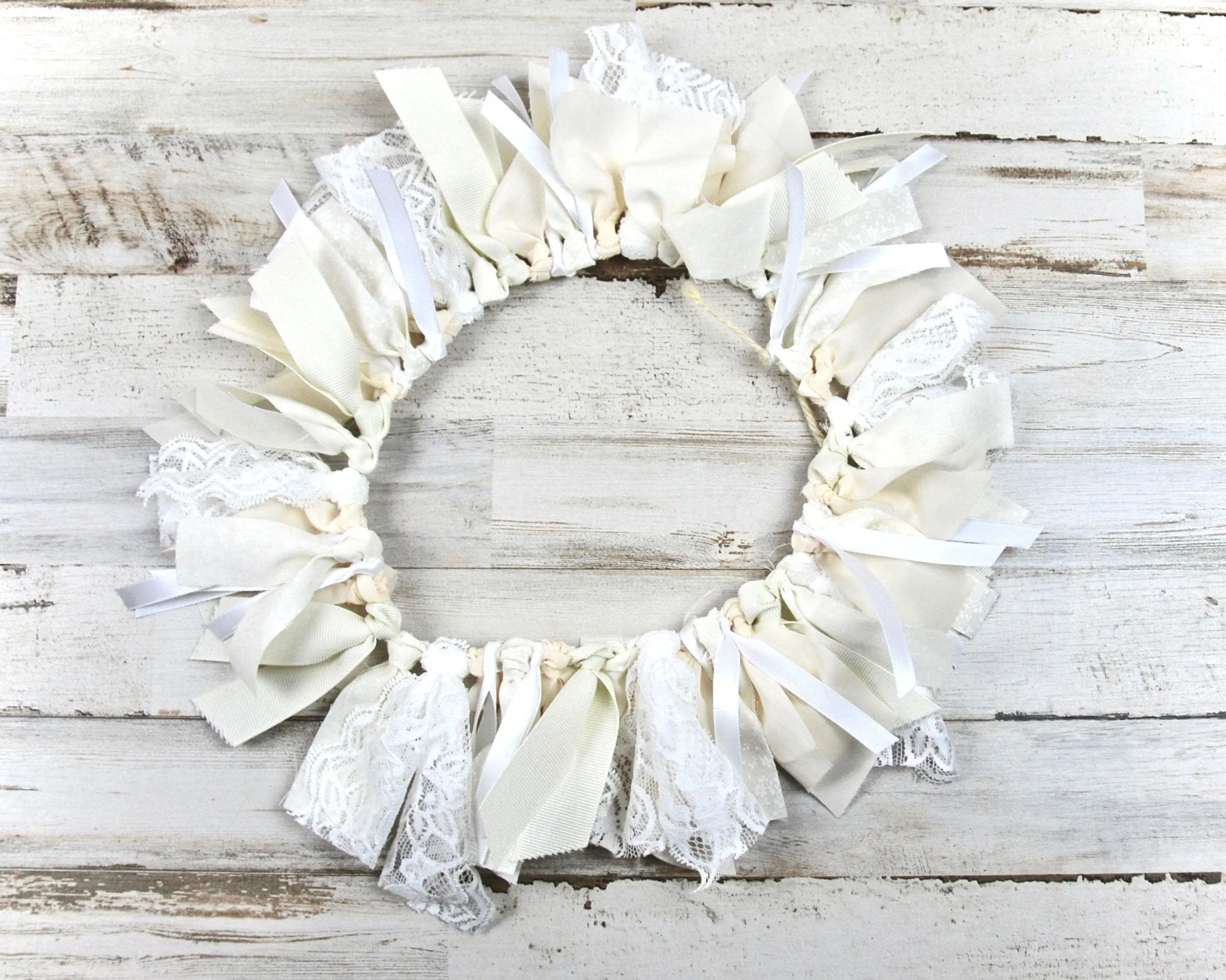 Ivory boho farmhouse chic miniature fabric banner