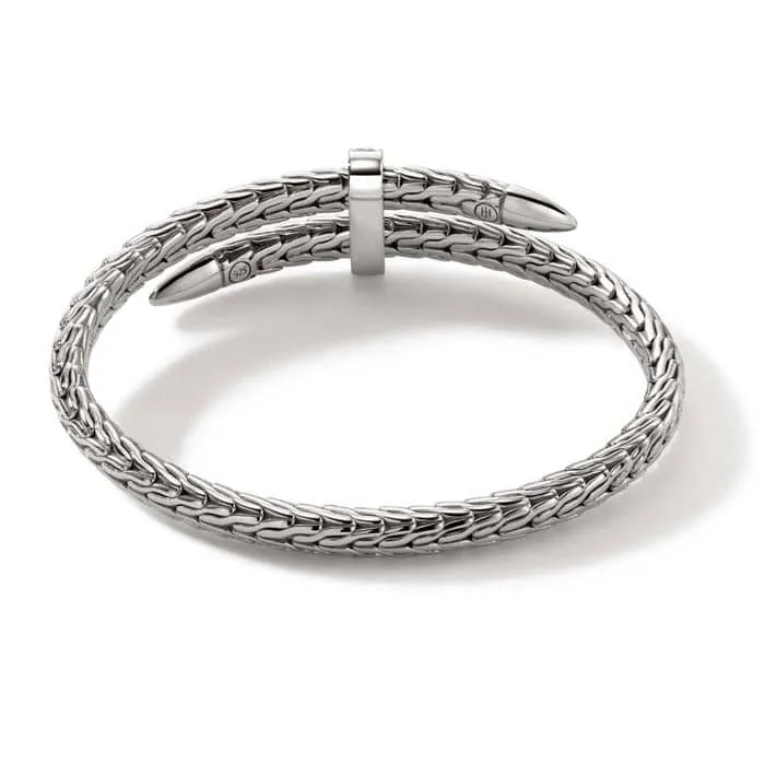 John Hardy Spear Diamond Pavé Flex Cuff in Sterling Silver - Size Medium