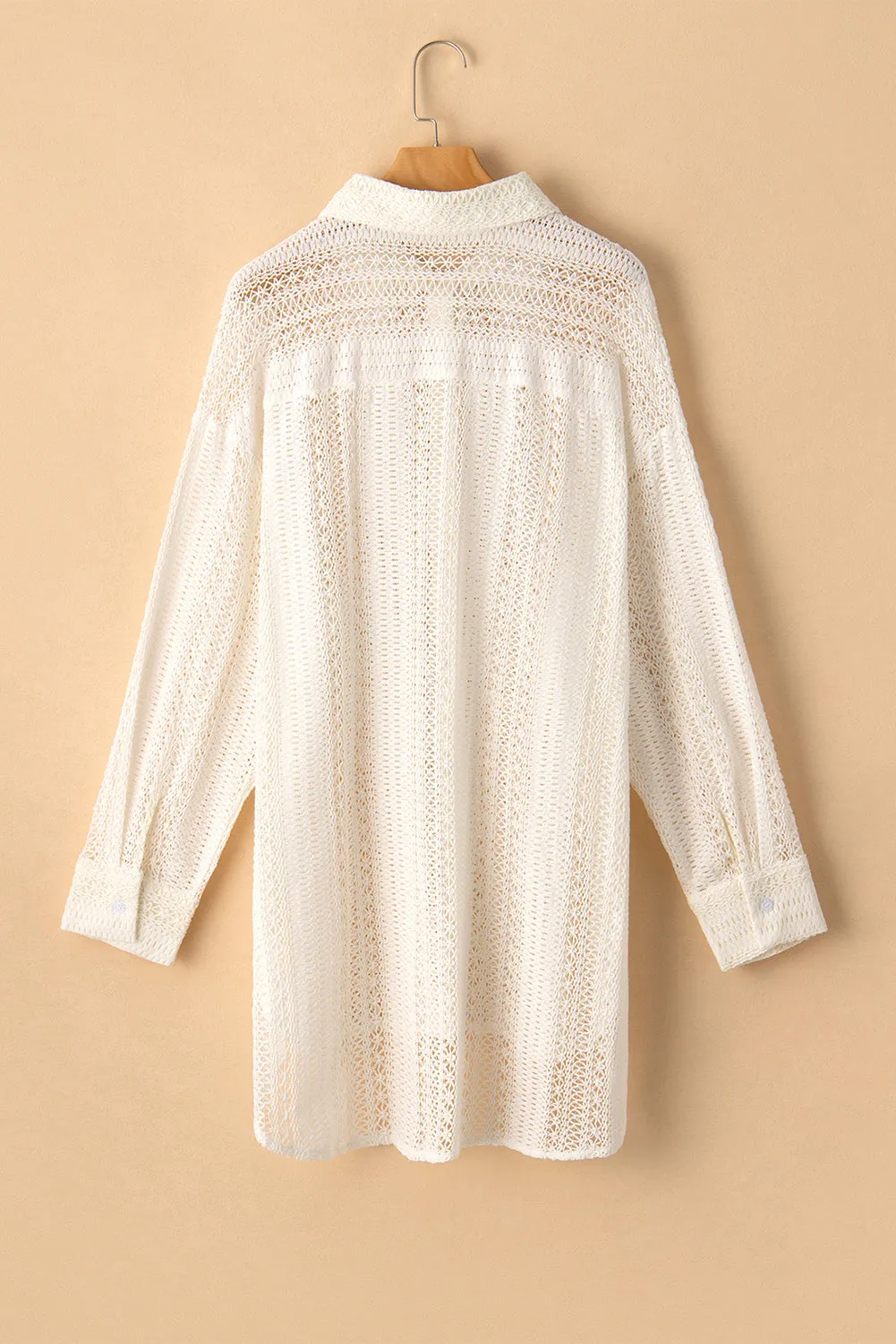 KaleaBoutique Lace Crochet Collared Tunic Oversized Shirt