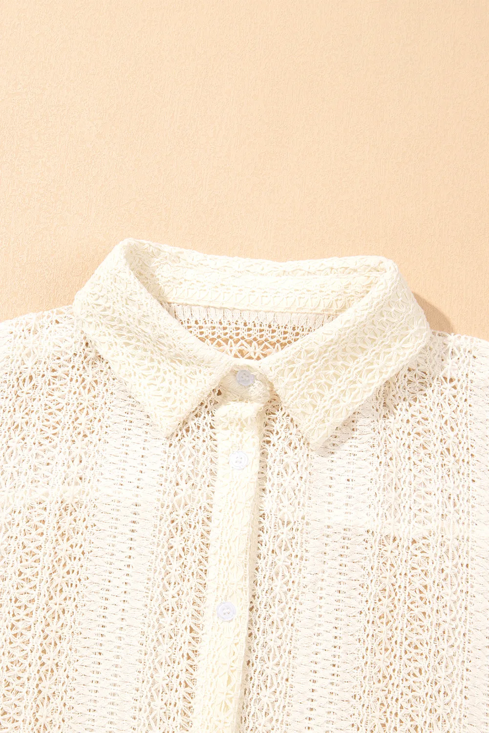 KaleaBoutique Lace Crochet Collared Tunic Oversized Shirt