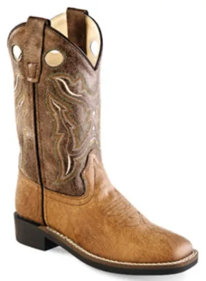 KIDS (8.5-3) TAN CRACKLE SQ TOE BOOT