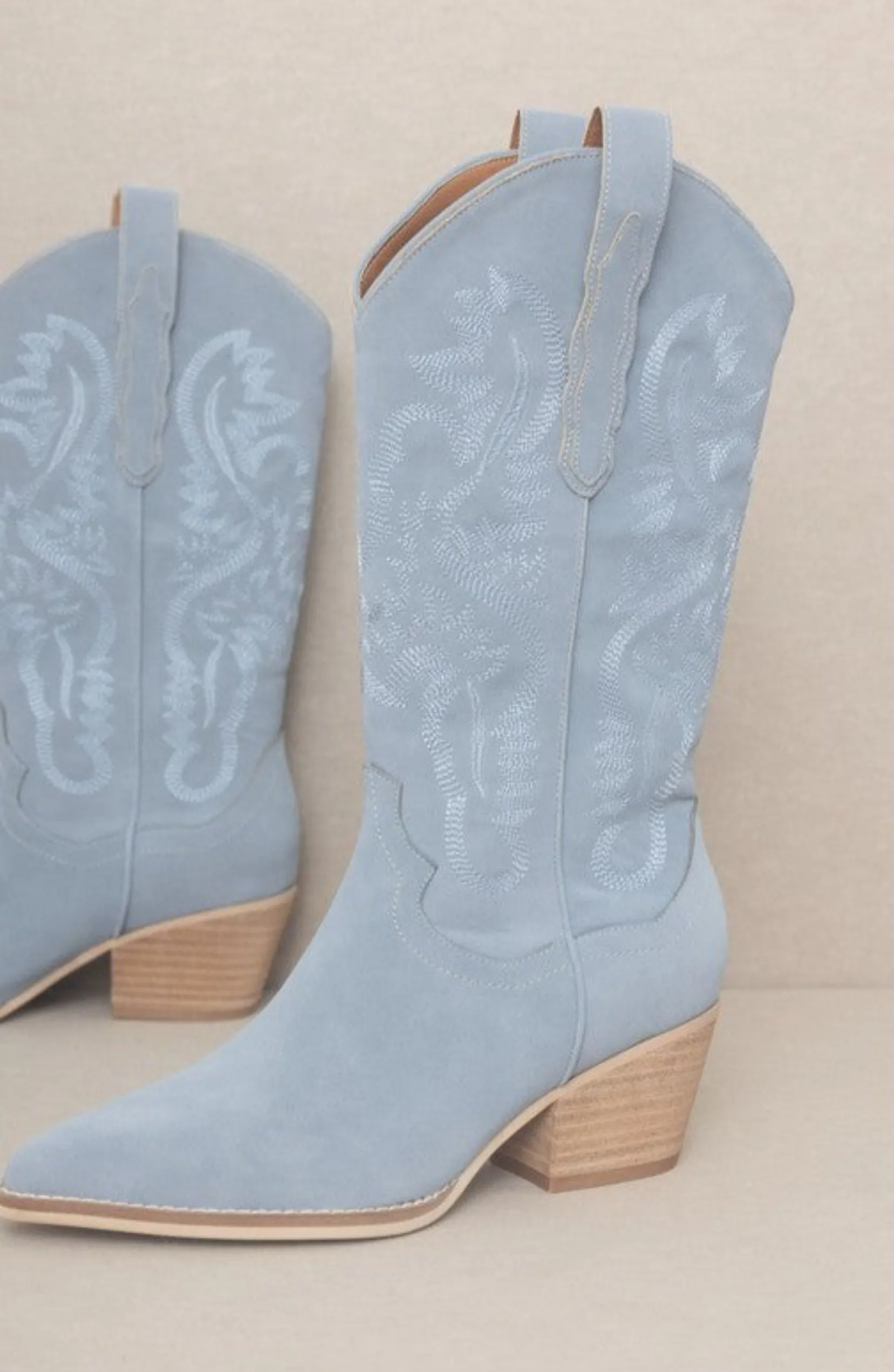 Lainey Western Embroidered Boot - Slate Blue - Restock!