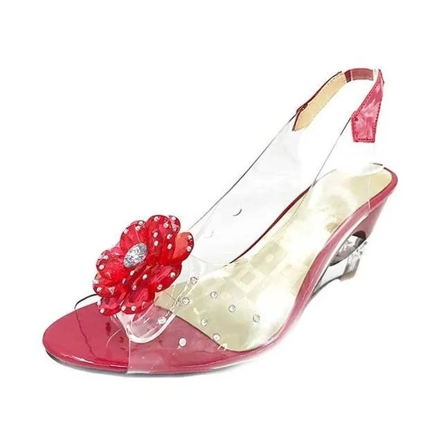 large size 30-43 Fashion  Rhinestone Flower wedge High Heels Casual Jelly Shoes