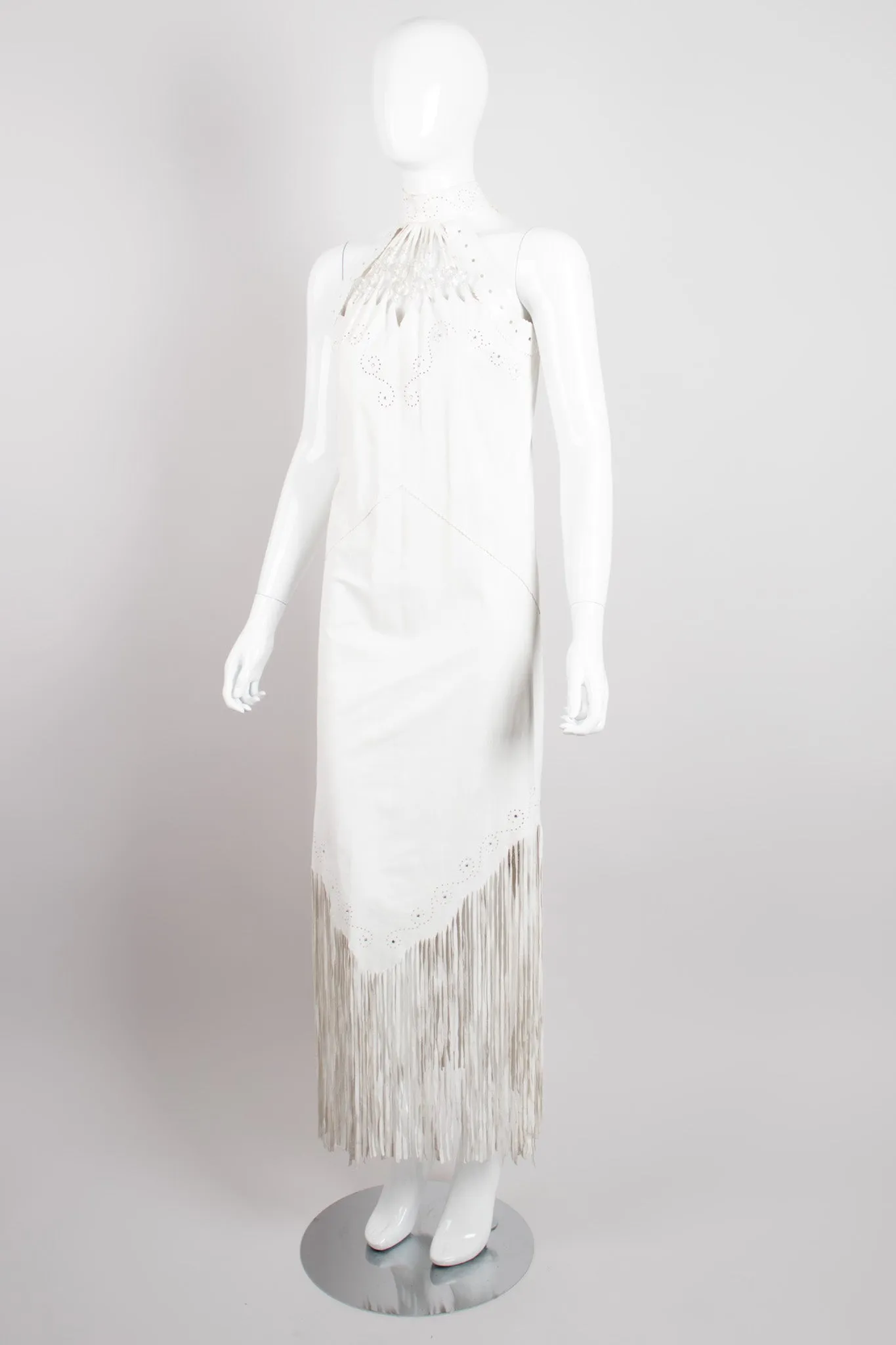 Leather Fringe Halter Dress