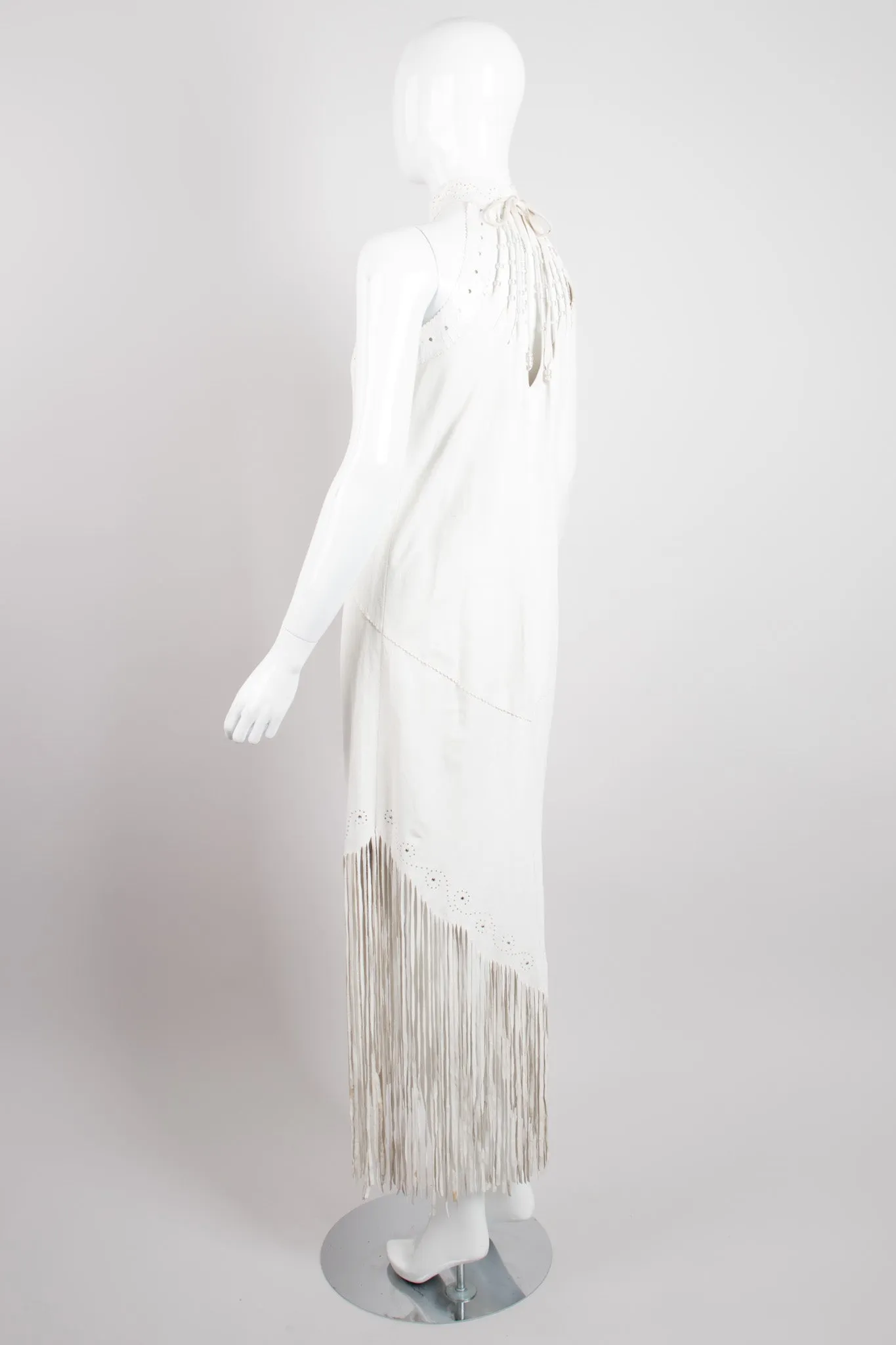 Leather Fringe Halter Dress
