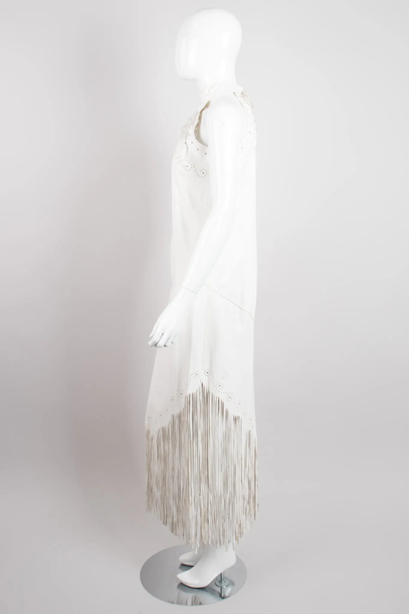 Leather Fringe Halter Dress
