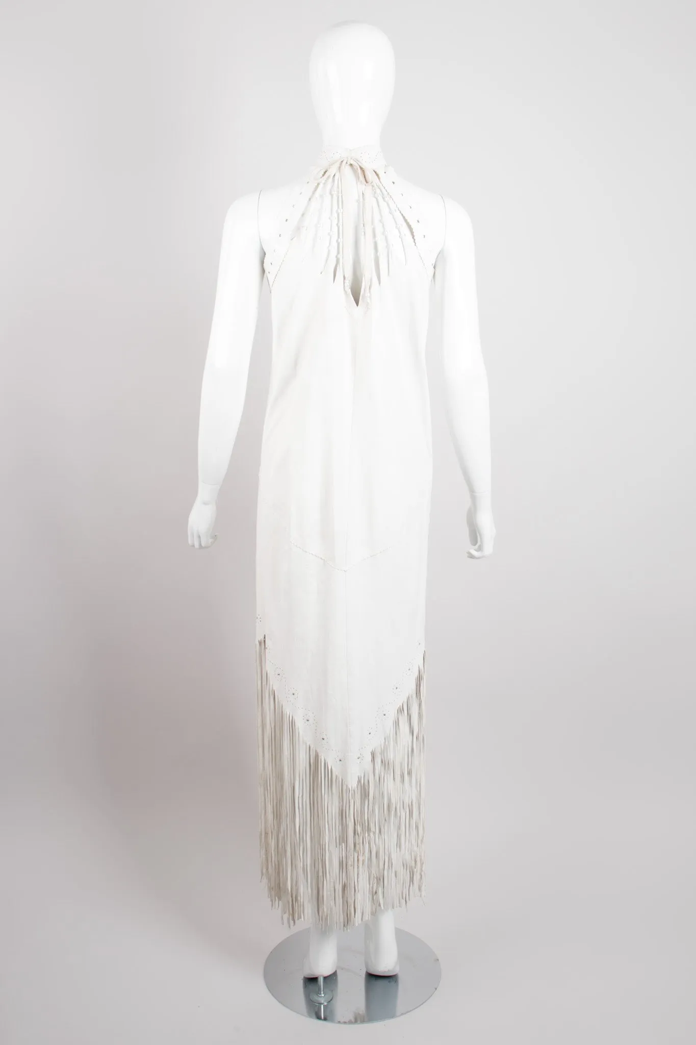 Leather Fringe Halter Dress