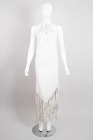 Leather Fringe Halter Dress