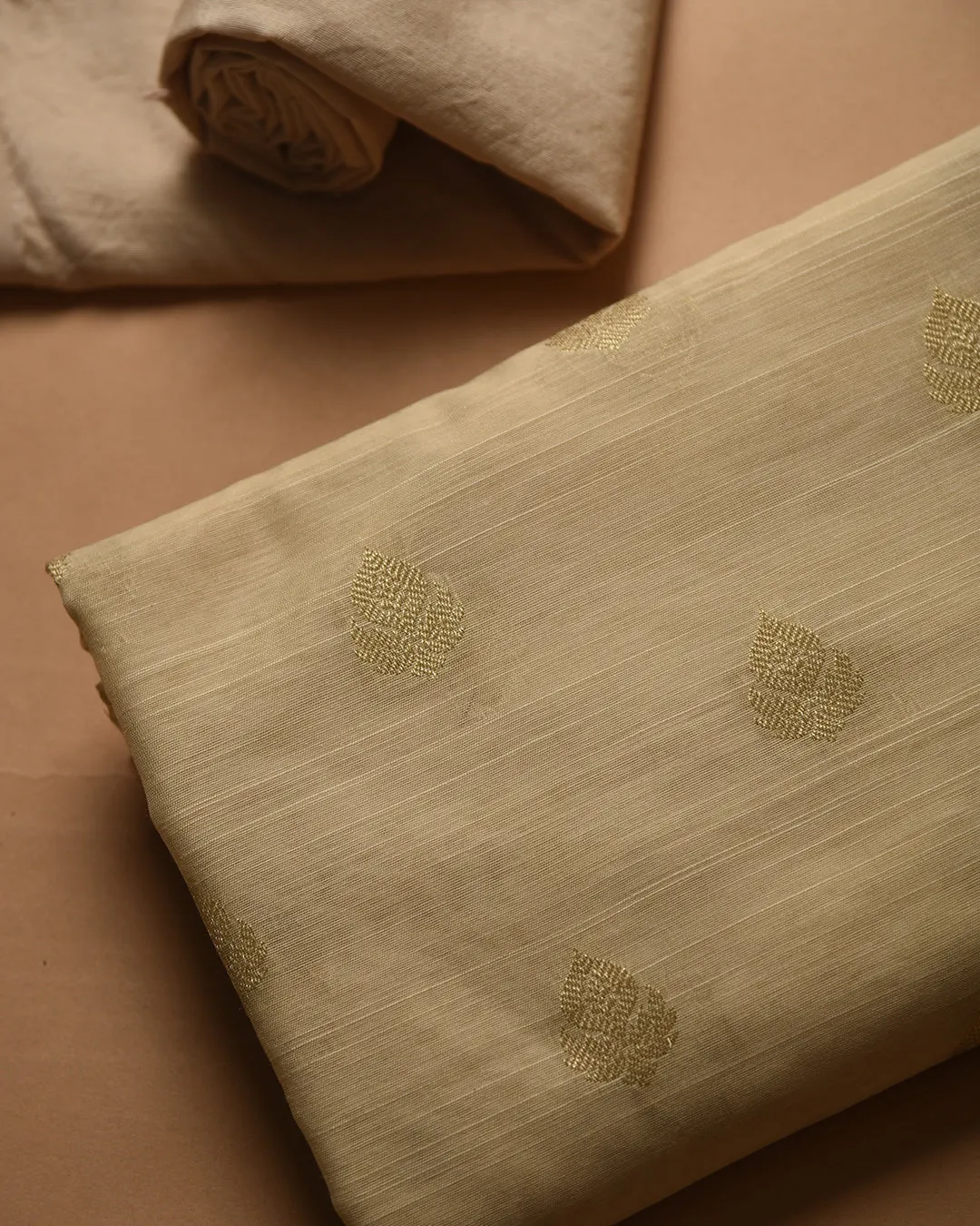 Light Lemon Chanderi Benarasi Woven Unstitched Suit Fabric Set With Chanderi Woven Dupatta