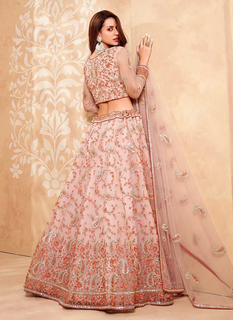 Light Pink Heavy Floral Embroidered Stylish Lehenga Choli