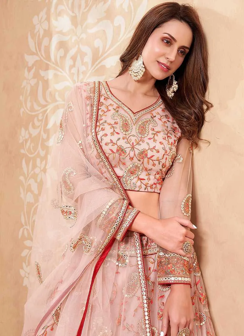 Light Pink Heavy Floral Embroidered Stylish Lehenga Choli