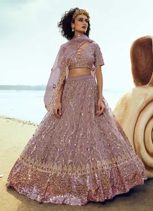 Light Purple Sequins Embroidered Stylish Lehenga Choli