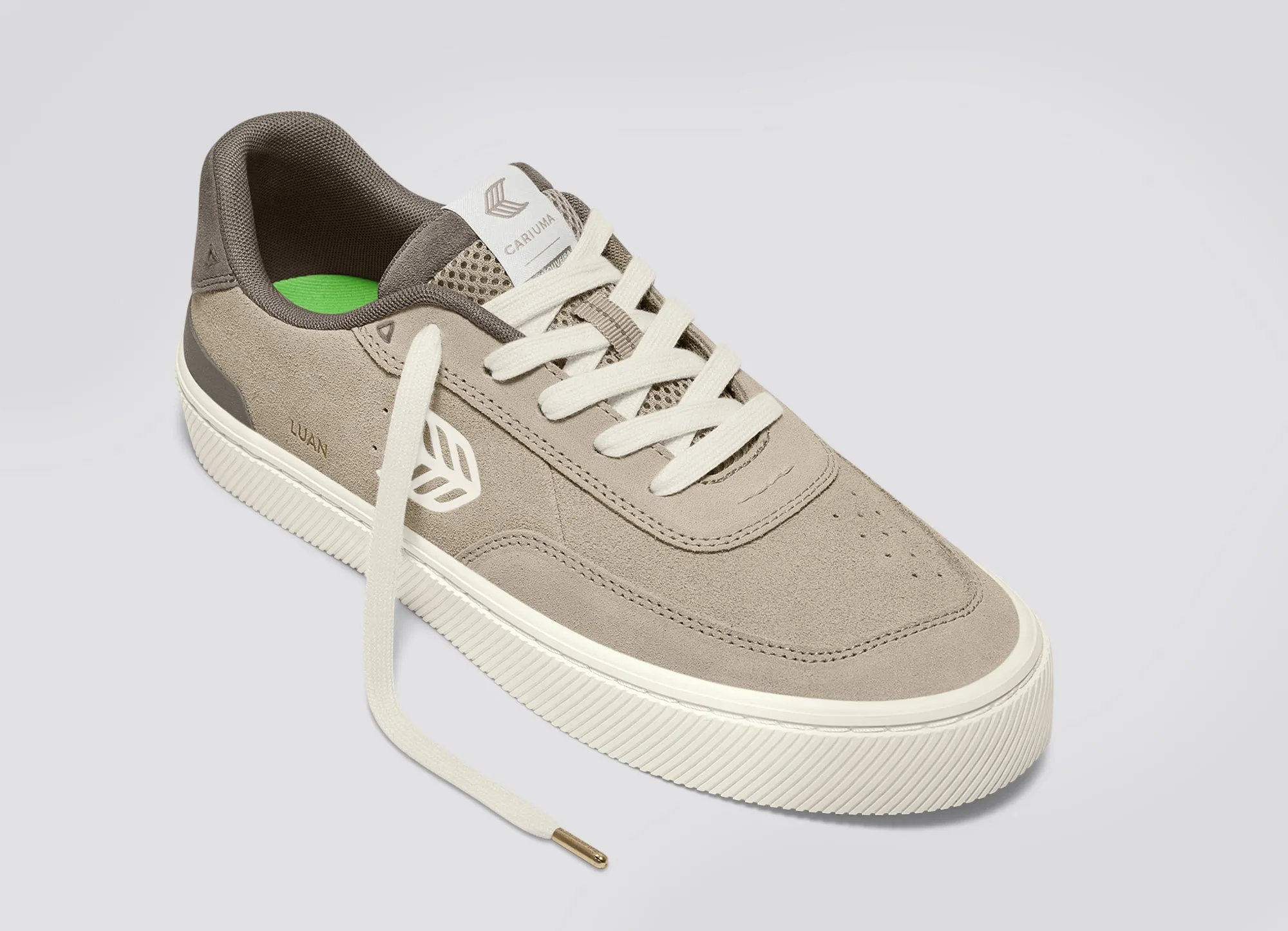 LUAN PRO Plaza Taupe Suede Ivory Logo Sneaker Men