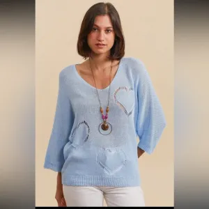 MADE IN ITALY CHIC HEART LIGHT KNIT  SWEATER