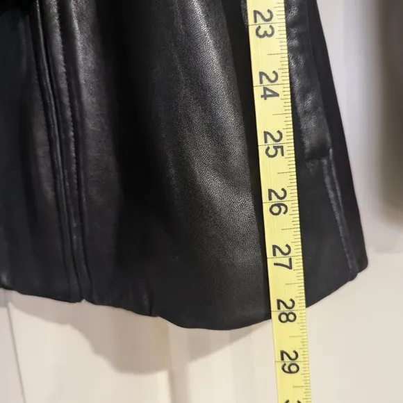 Marc New York Black Leather Belted Jacket, zipper closure, size L