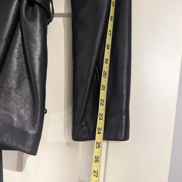Marc New York Black Leather Belted Jacket, zipper closure, size L