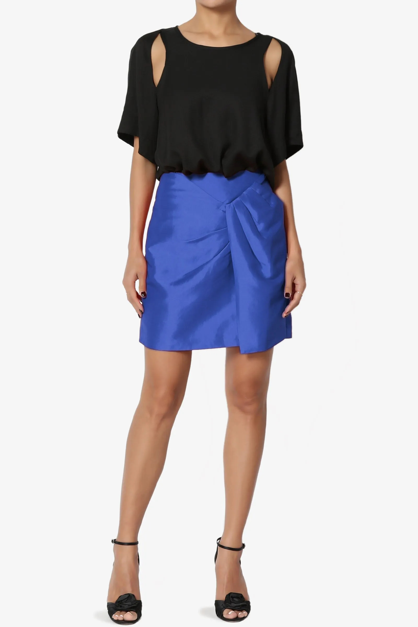 Marvelle Wrap Taffeta Mini Skirt
