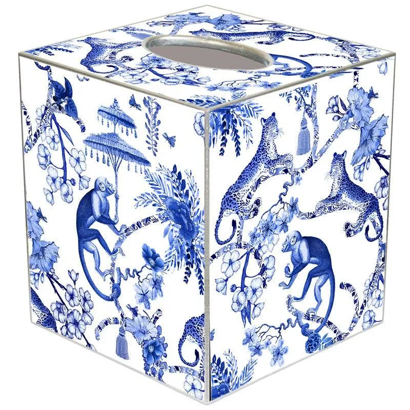 Marye-Kelley - Chic Monkey Blue Tissue Box Cover