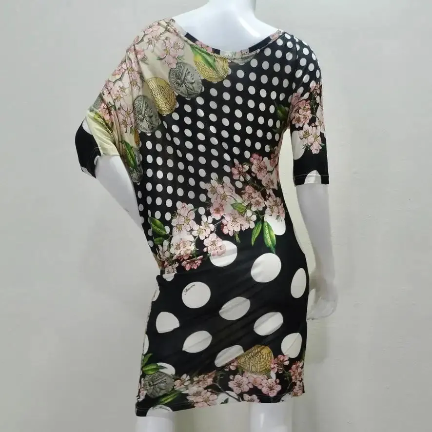 Mascara 1990s Asymmetric Draped Polka Dot Dress